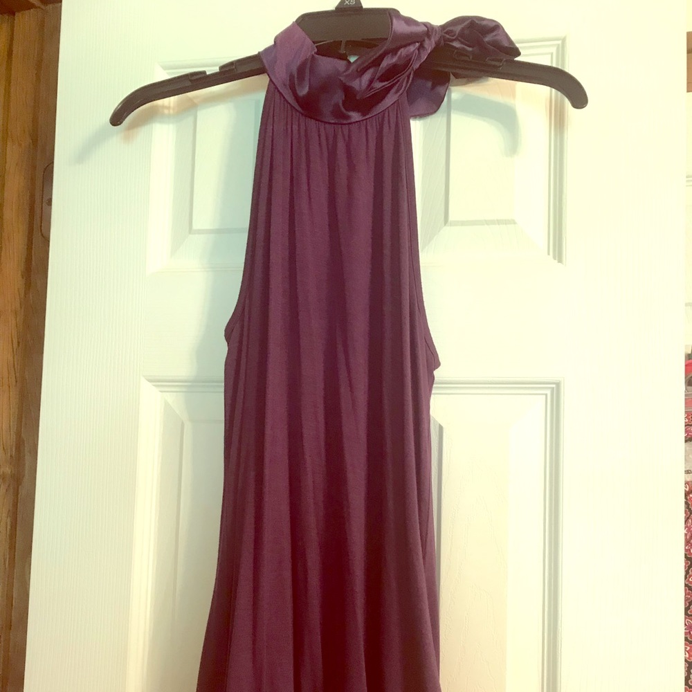 Purple tie neck shirt